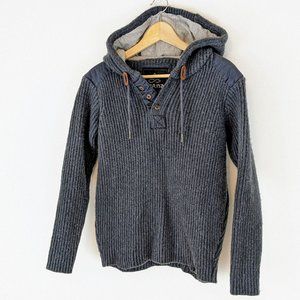 Prana Charcoal Ribbed Hooded Sweater